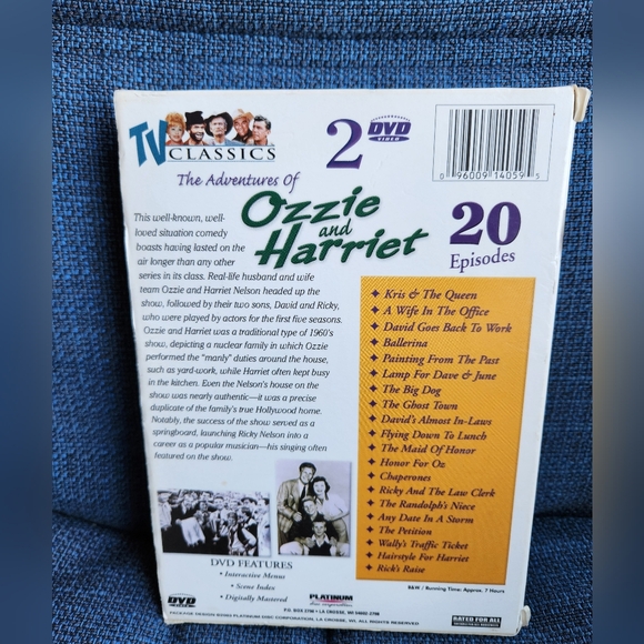 The Adventures of Ozzie and Harriet - 20 Episodes (DVD, 2003, 2-Disc Set) Sealed - Picture 2 of 5